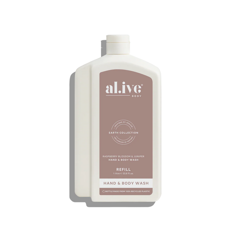 al.ive Hand & Body Wash Refill 1L - Raspberry Blossom & Juniper (Made in Australia)