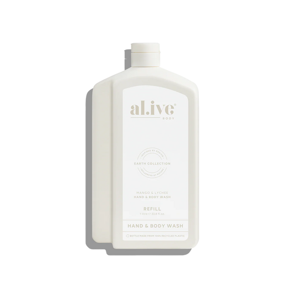 al.ive Hand & Body Wash Refill 1L - Mango & Lychee (Made in Australia)