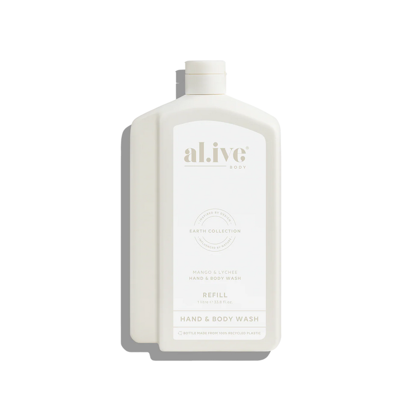 al.ive Hand & Body Wash Refill 1L - Mango & Lychee (Made in Australia)