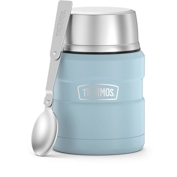 Thermos 470ml Stainless King Vacuum Food Flask/Jar with Spoon - Powder Blue