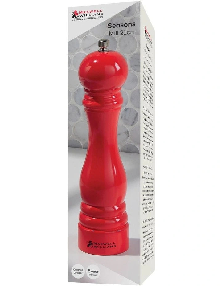 Maxwell & Williams Seasons Salt/Pepper Mill 21cm - Red - Gift Boxed