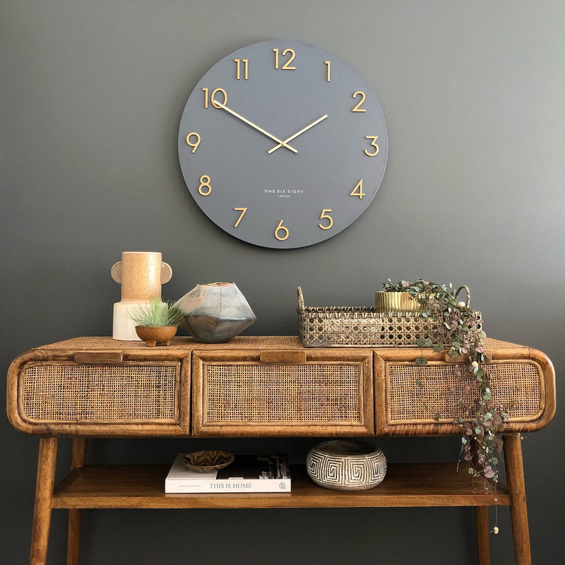 KATELYN Charcoal Metal Wall Clock Grey - 60cm