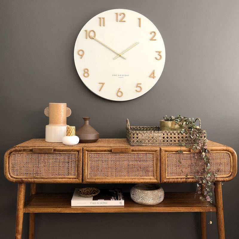 KATELYN Charcoal Metal Wall Clock White - 60cm