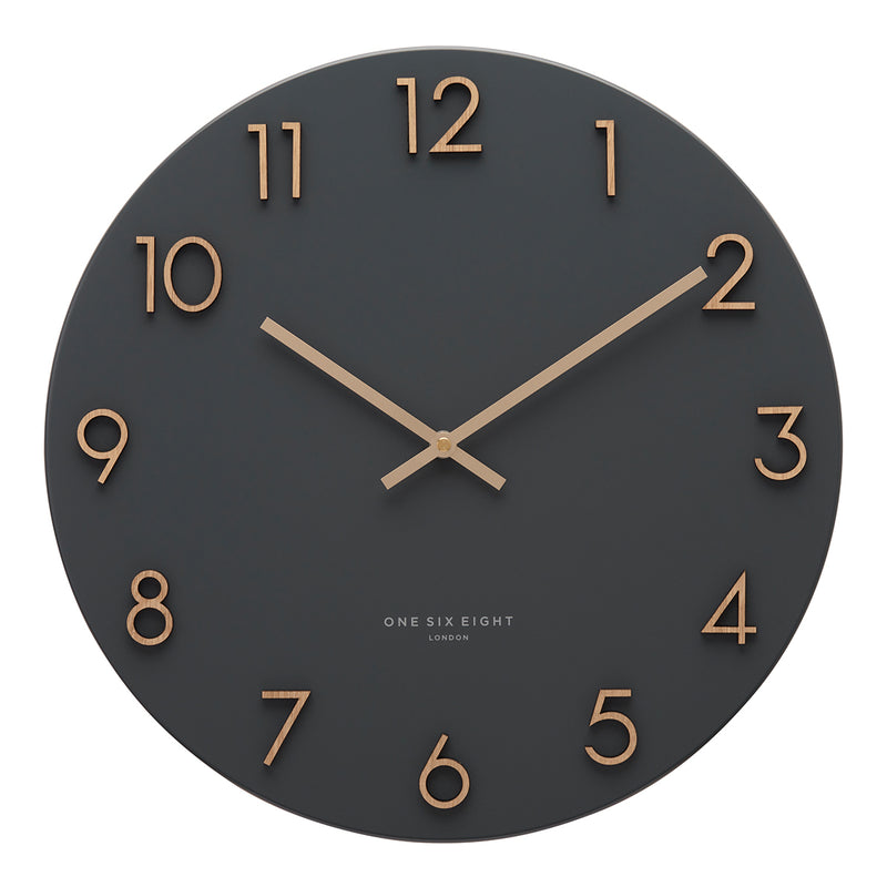 KATELYN Charcoal Metal Wall Clock Grey - 40cm