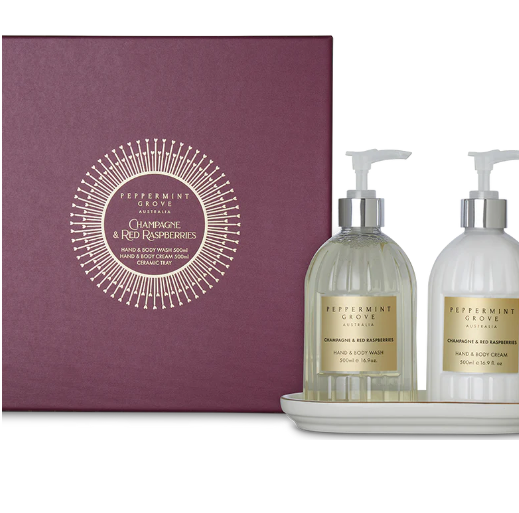 Peppermint Grove Australia Hand & Body Wash & Cream 500ml Set - Champagne & Red Raspberries
