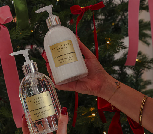 Peppermint Grove Australia Hand & Body Wash & Cream 500ml Set - Champagne & Red Raspberries