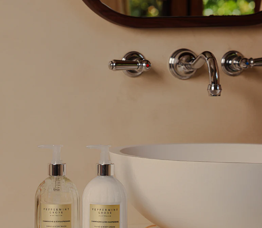 Peppermint Grove Australia Hand & Body Wash & Cream 500ml Set - Champagne & Red Raspberries