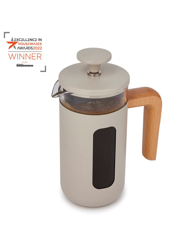 La Cafetière Pisa Stainless Steel Coffee Maker - 3 Cup/350ml - Latte With Beech Wood Handle