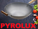 Pyrolux Wok With Long Wood & Helper Handle 36cm