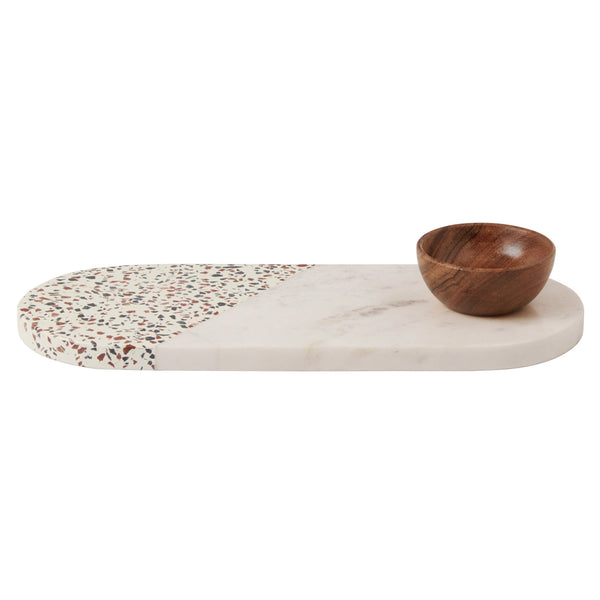 Maxwell & Williams Livvi Terrazzo Marble 2pc Platter With Bowl Entertaining Set
