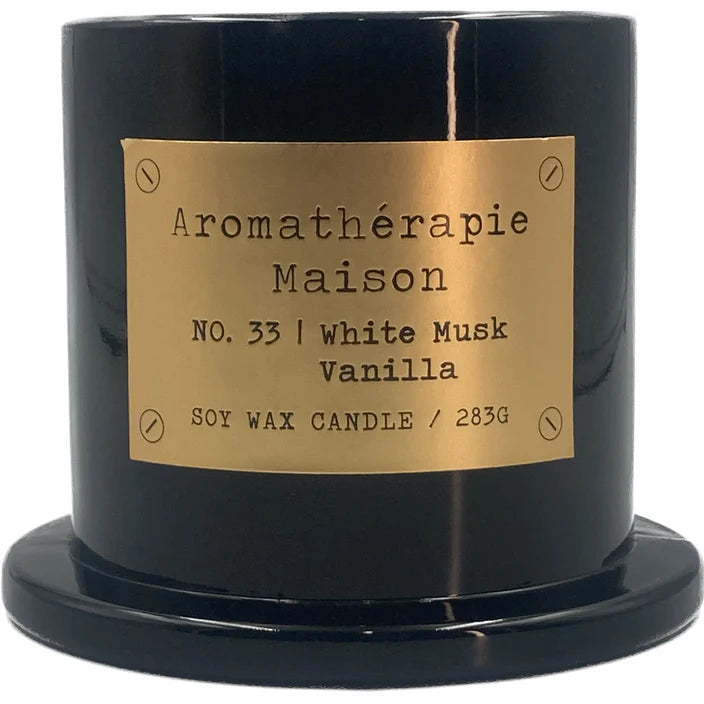 Le Desire Aromatherapie Maison Candle With Glass Dome Lid & Timber Wick - White Musk Vanilla - 283gr