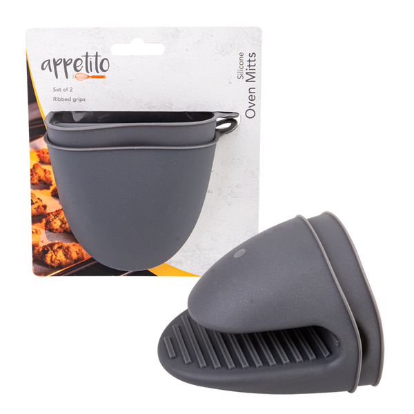 Appetito Silicone Oven Mitts - Set of 2 - Charcoal