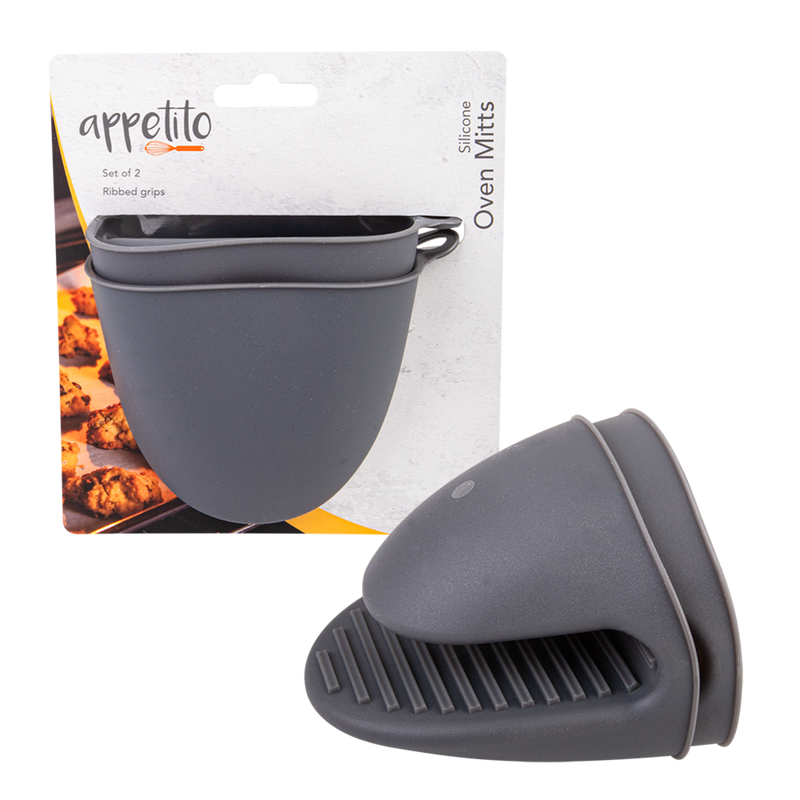 Appetito Silicone Oven Mitts - Set of 2 - Charcoal