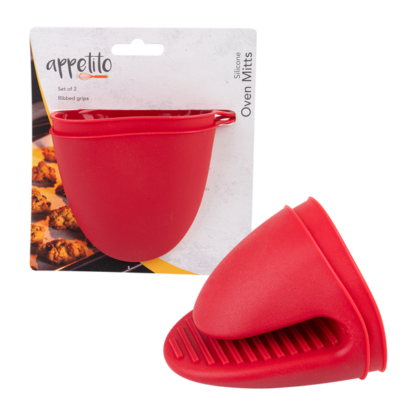 Appetito Silicone Oven Mitts - Set of 2 -Red