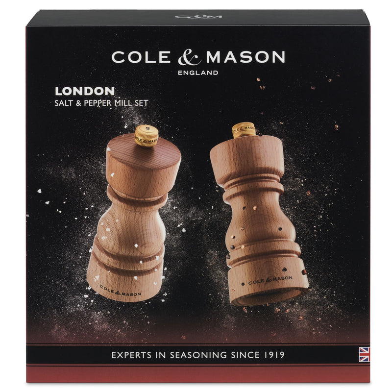 Cole & Mason London Salt and Pepper Mill Gift Set - Natural Beech - 13cm