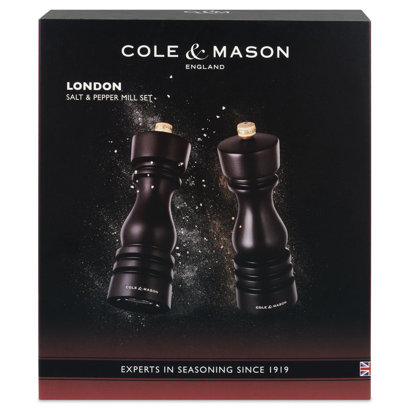 Cole & Mason London Salt and Pepper Mill Gift Set - Chocolate Wood - 18cm