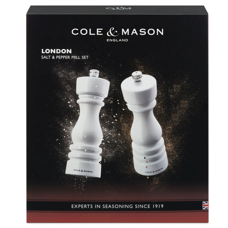 Cole & Mason London Salt and Pepper Mill Gift Set - White Gloss - 18cm