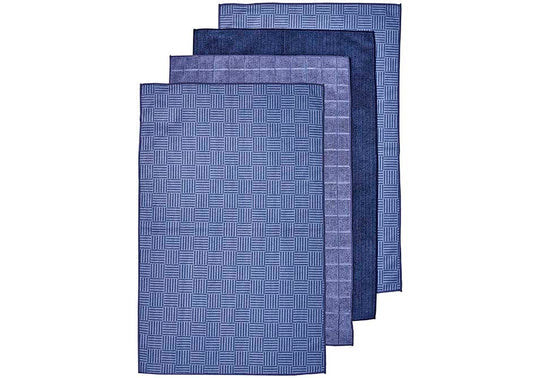 Ladelle Benson 4pk Microfibre Kitchen Towels - 43x68cm - Blue