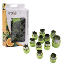 Appetito Fruit & Vegetable Cutters Set of 12 Assorted Shapes - Green
