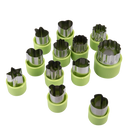 Appetito Fruit & Vegetable Cutters Set of 12 Assorted Shapes - Green