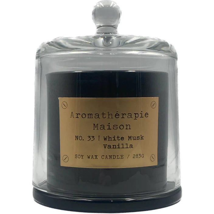 Le Desire Aromatherapie Maison Candle With Glass Dome Lid & Timber Wick - White Musk Vanilla - 283gr