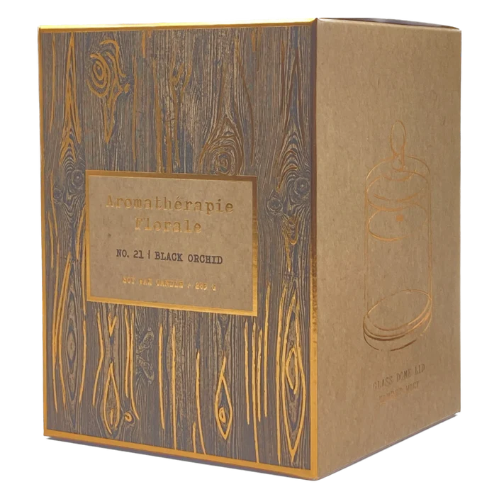 Le Desire Aromatherapie Florale Soy Candle With Glass Dome Lid & Timber Wick - Black Orchid - 283gr