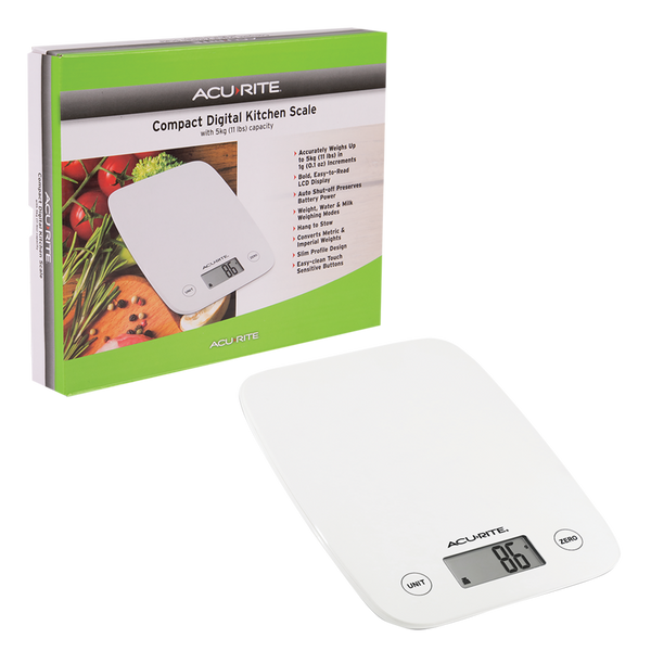Acurite Compact Digital Scale - White - 1g/5Kg