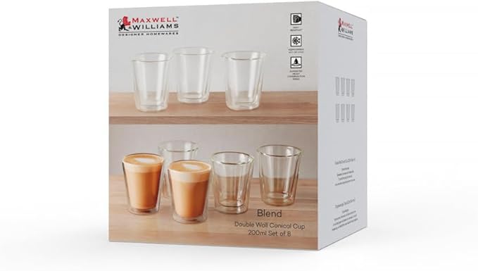 Maxwell & Williams Blend Double Wall Conical Cups Set of 8 - 200ml