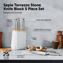 Furi Stone Knife Block Set Sepia Terrazzo - 5 Piece