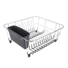 D.Line Small Dish Drainer Chrome/PVC with Caddy Charcoal - 36.5 x 32.3 x 14.3cm