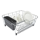 D.Line Small Dish Drainer Chrome/PVC with Caddy Charcoal - 36.5 x 32.3 x 14.3cm
