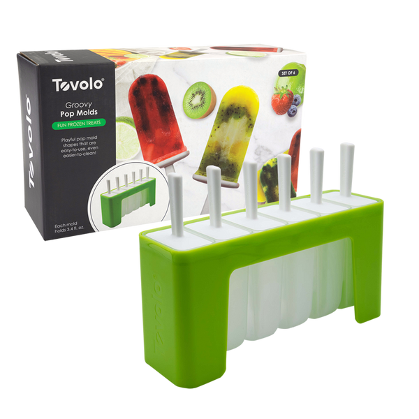 Tovolo Groovy Ice Pop Moulds 6 With Stand - Spring Green