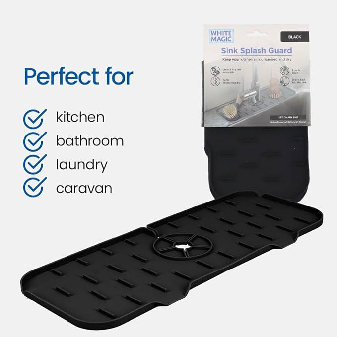 White Magic Sink Splash Guard 37x14cm - Black