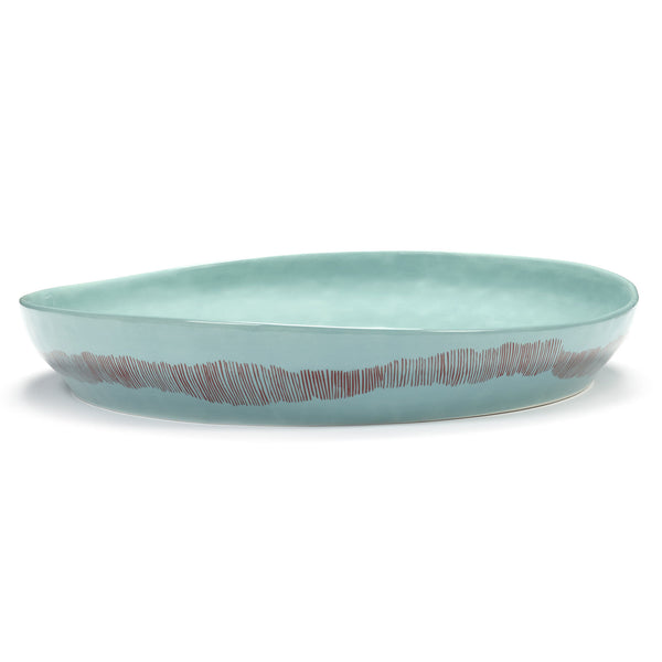 Ottolenghi Serving Bowl - Azure With Red Stripes - FEAST