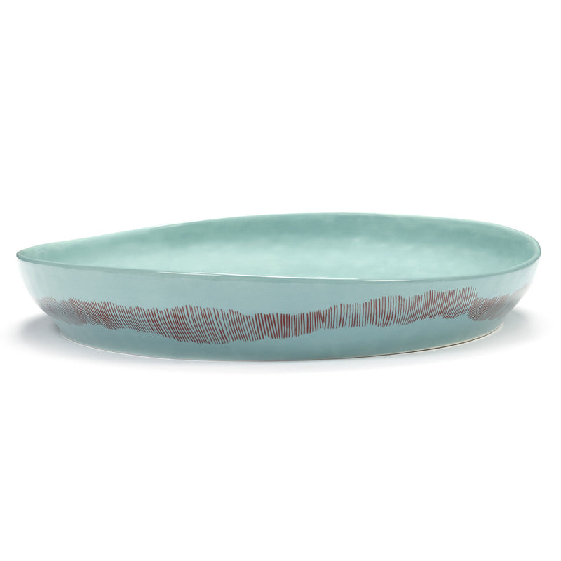 Ottolenghi Serving Bowl - Azure With Red Stripes - FEAST