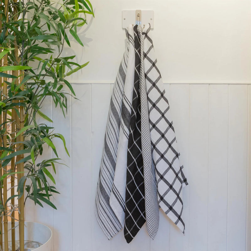 Monochrome Cotton 5pc Tea Towel Set - 70cm x 50cm