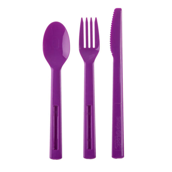 Progressive SnapLock 4pc Utensil Set - Knife, Fork, Spoon & Travel Case - Purple