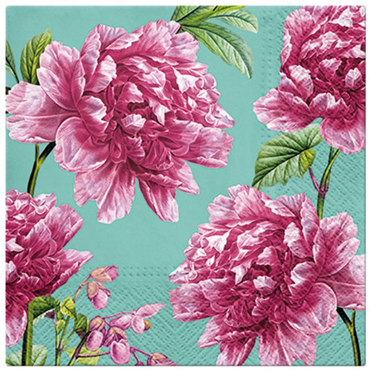 Paw Lunch Napkins 33x33cm Pack of 20 - Beautiful Peonies