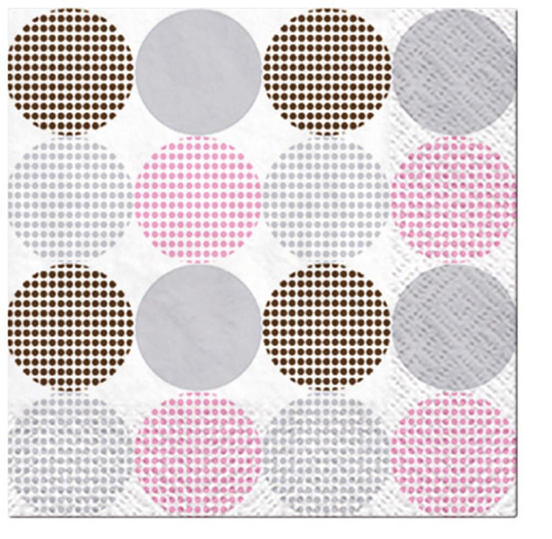 Paw Lunch Napkins 33x33cm Pack of 20 - Dotsy Dots Rosa