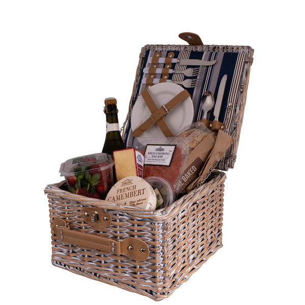 Avanti 2 Person Picnic Basket 32x32x20cm - Hampton Stripe Pattern Lining