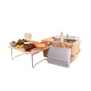 Avanti Person Pine Wood Table Top Insulated Picnic Basket - Flora Pattern Lining - 4 Person