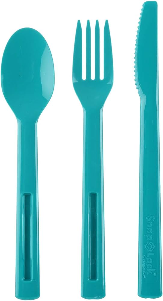 Progressive SnapLock 4pc Utensil Set - Knife, Fork, Spoon & Travel Case - Blue