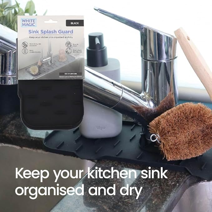 White Magic Sink Splash Guard 37x14cm - Black