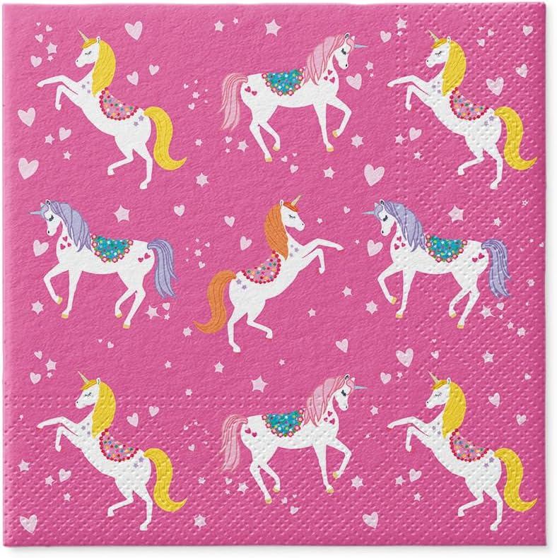 Paw Napkins - Pack of 20 - Unicorn Pattern - 33x33cm