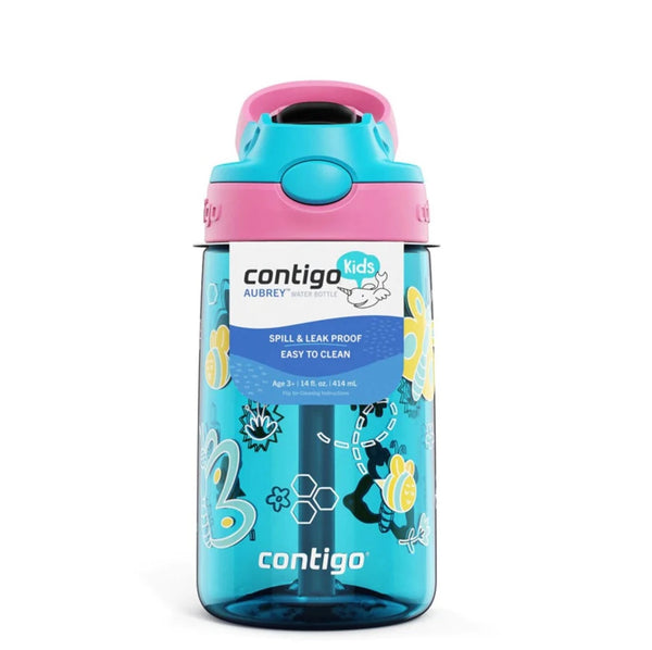 Contigo Kids Aubrey Autospout Drink Bottle - 414ml Blue - Raspberry Butterflies
