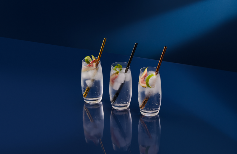 Maxwell & Williams Cocktail & Co. Reusable Set of 4 Straws With Brush - Black