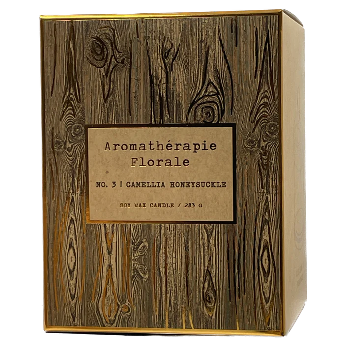 Le Desire Aromatherapie Florale Soy Candle With Glass Dome Lid & Timber Wick - Camellia Honeysuckle - 283gr