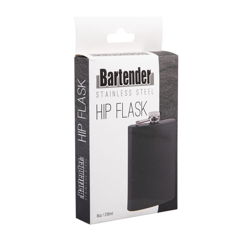 Bartender Hip Flask Stainless Steel Matte Black - 236ml