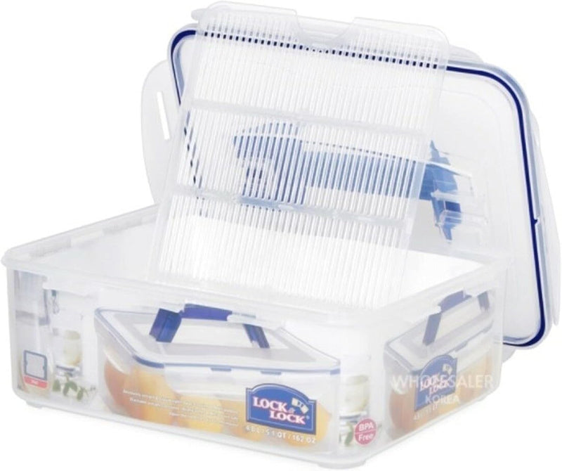 Lock & Lock Classic Rectangular Tall Container With Air Tray & Handle - 4.8L