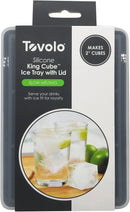 Tovolo Silicone King Cube Ice Tray With Lid - Charcoal - 6 Cubes x 5cm